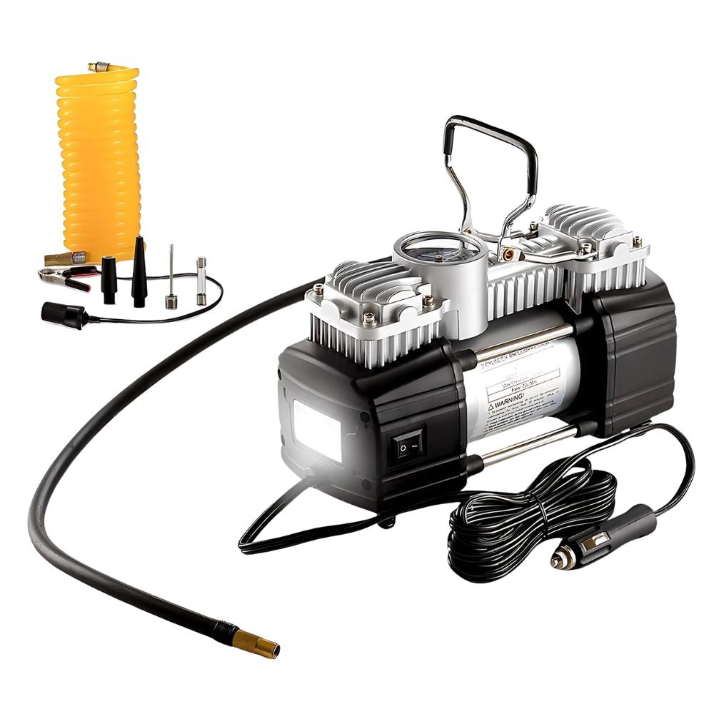 Compresor De Aire Doble Cilindro 12v Inflador Neumaticos