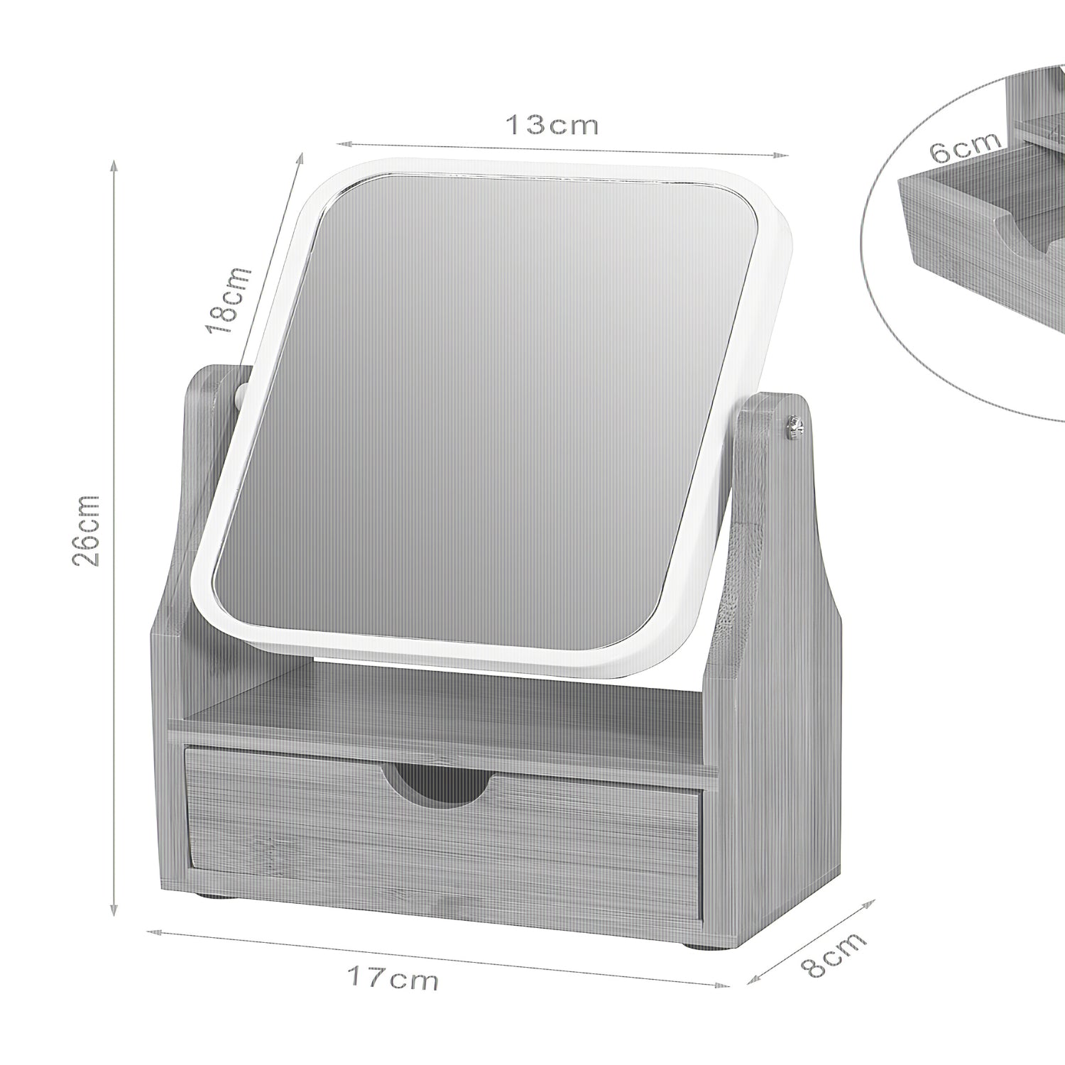 Espejo De Maquillaje Rotacion 360 Espejo De Mesa Con Cajon