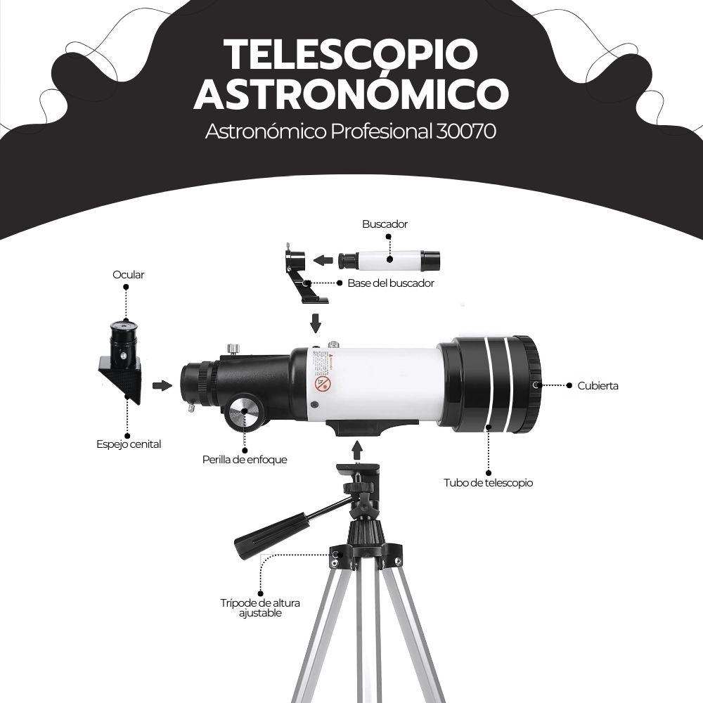 Telescopio Astronómico Profesional Monocular F30070m