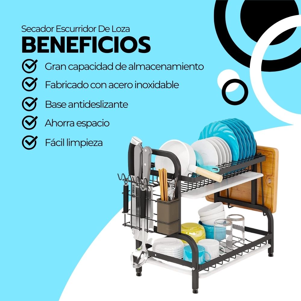Secador Escurridor De Loza Platos 2 Niveles
