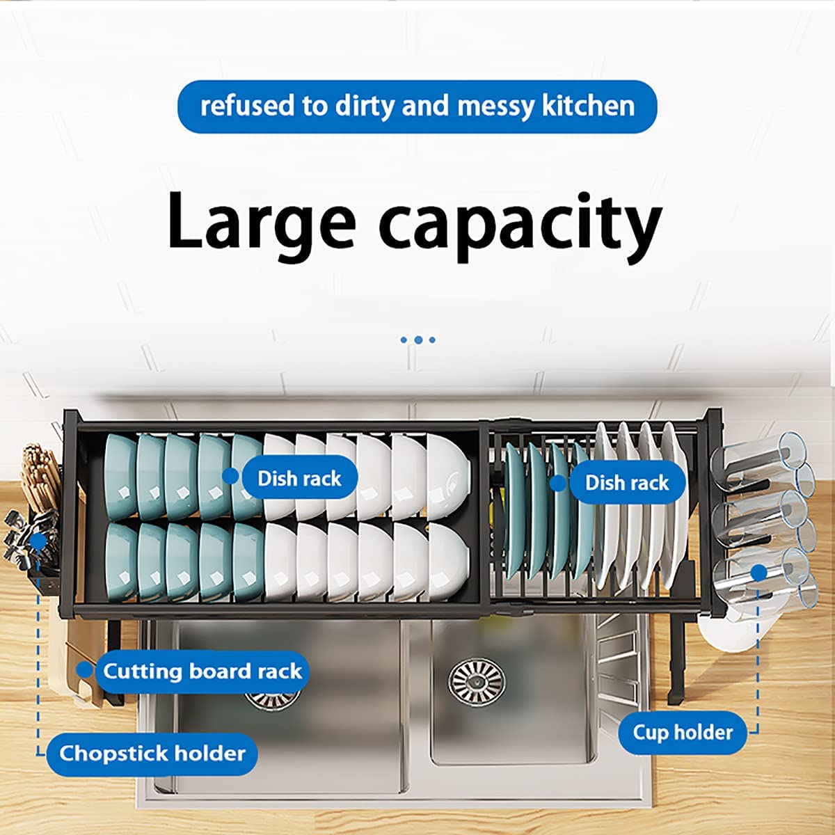 Escurridor De Platos Secado Multiuso Acero Inoxidable 85cm