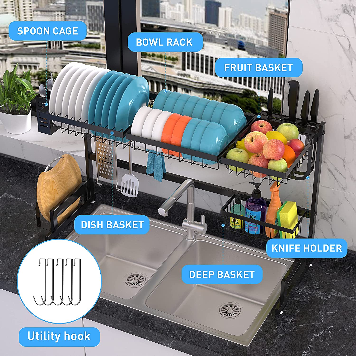 Escurridor De Platos Secado Multiuso Acero Inoxidable 85cm