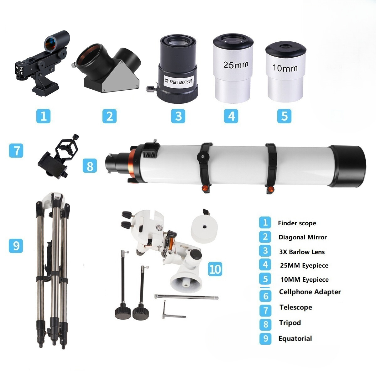 Telescopio Astronómico Refractor 120900-R Portátil