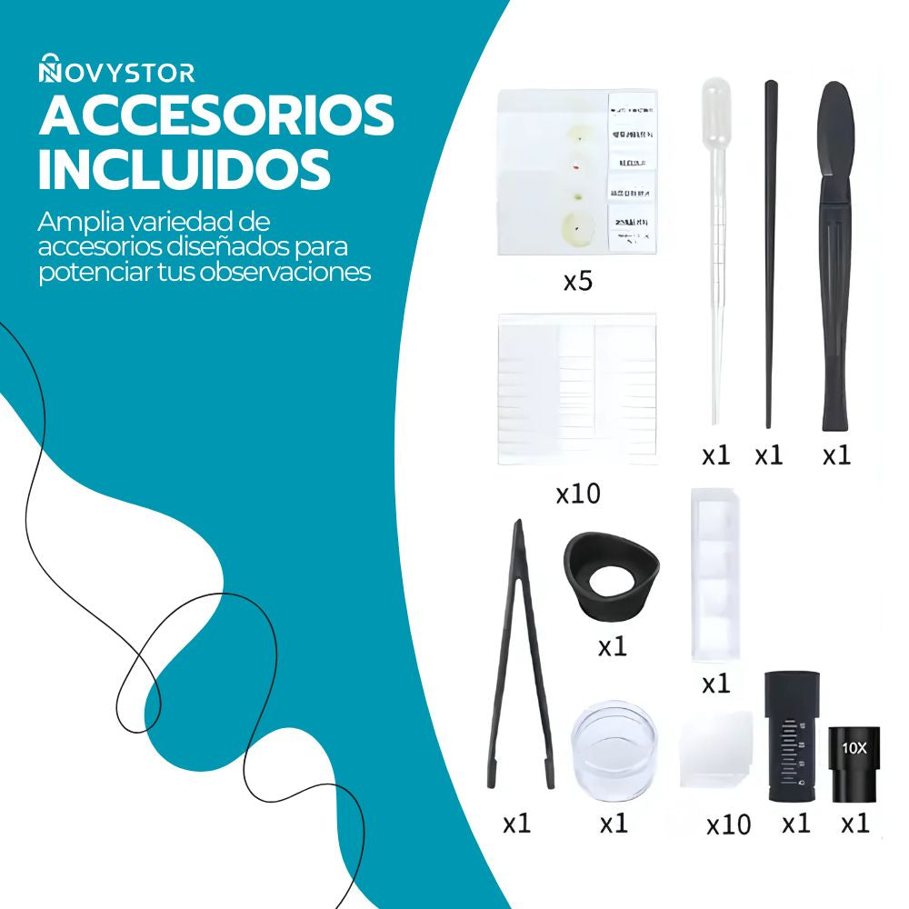 Microscopio Educativo Profesional 16000X Blanco con Muestras