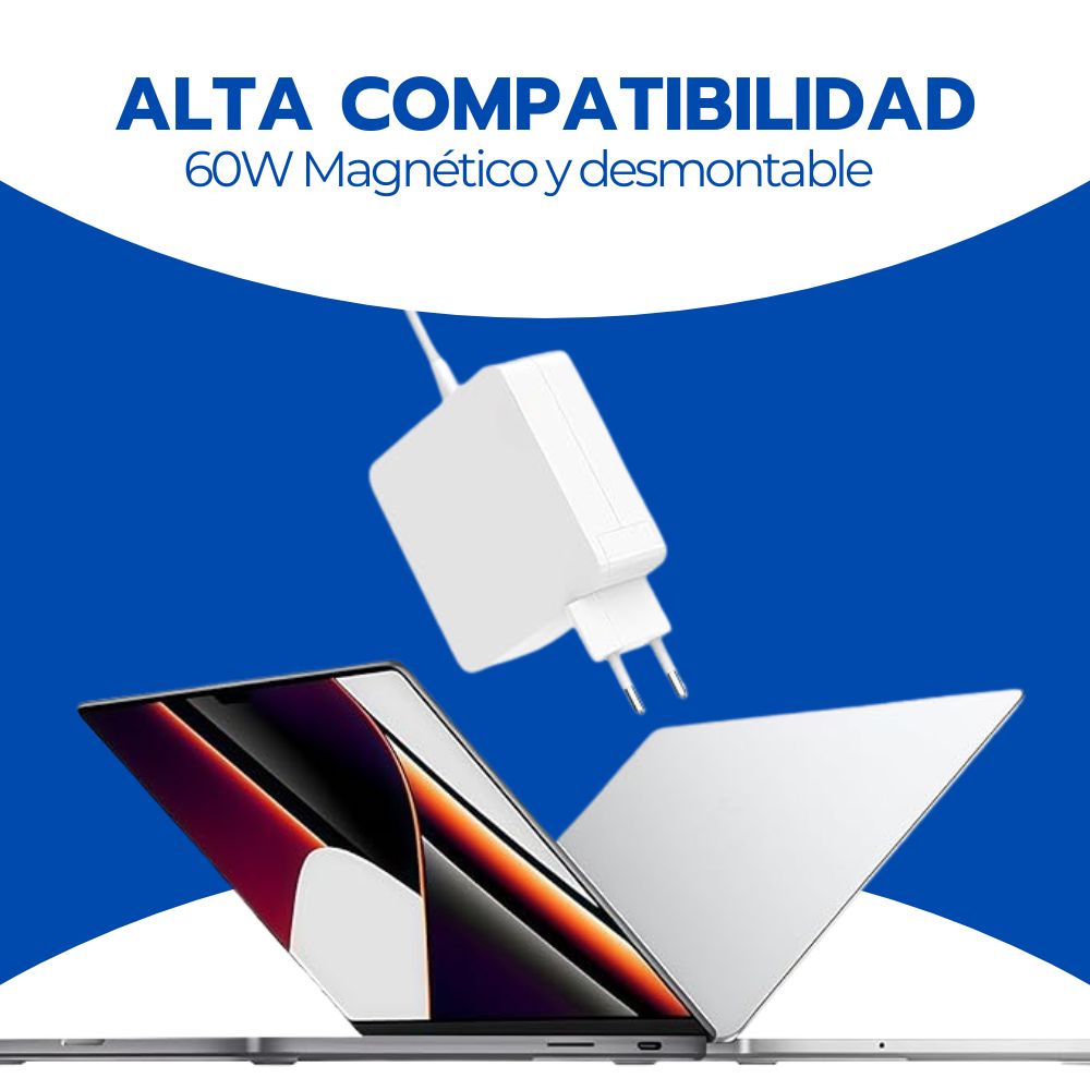 Cargador Para Macbook y Laptop 60W Desmontable Conector T
