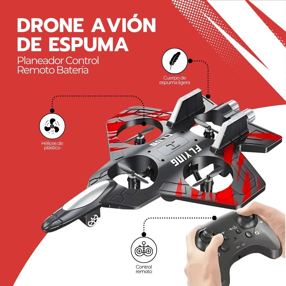 Juguete Drone Avión Espuma Planeador Control Remoto Batería