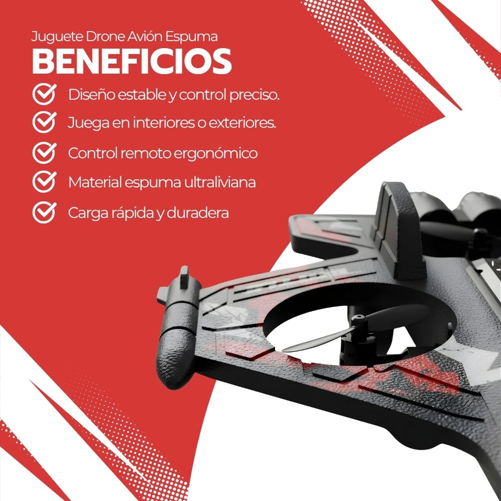 Juguete Drone Avión Espuma Planeador Control Remoto Batería