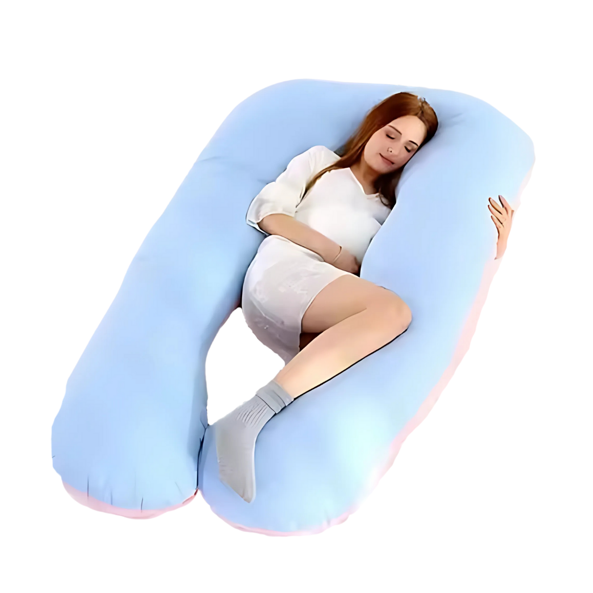 Almohada Embarazo Tipo U Rosa Poliéster Suave y Ergonómica