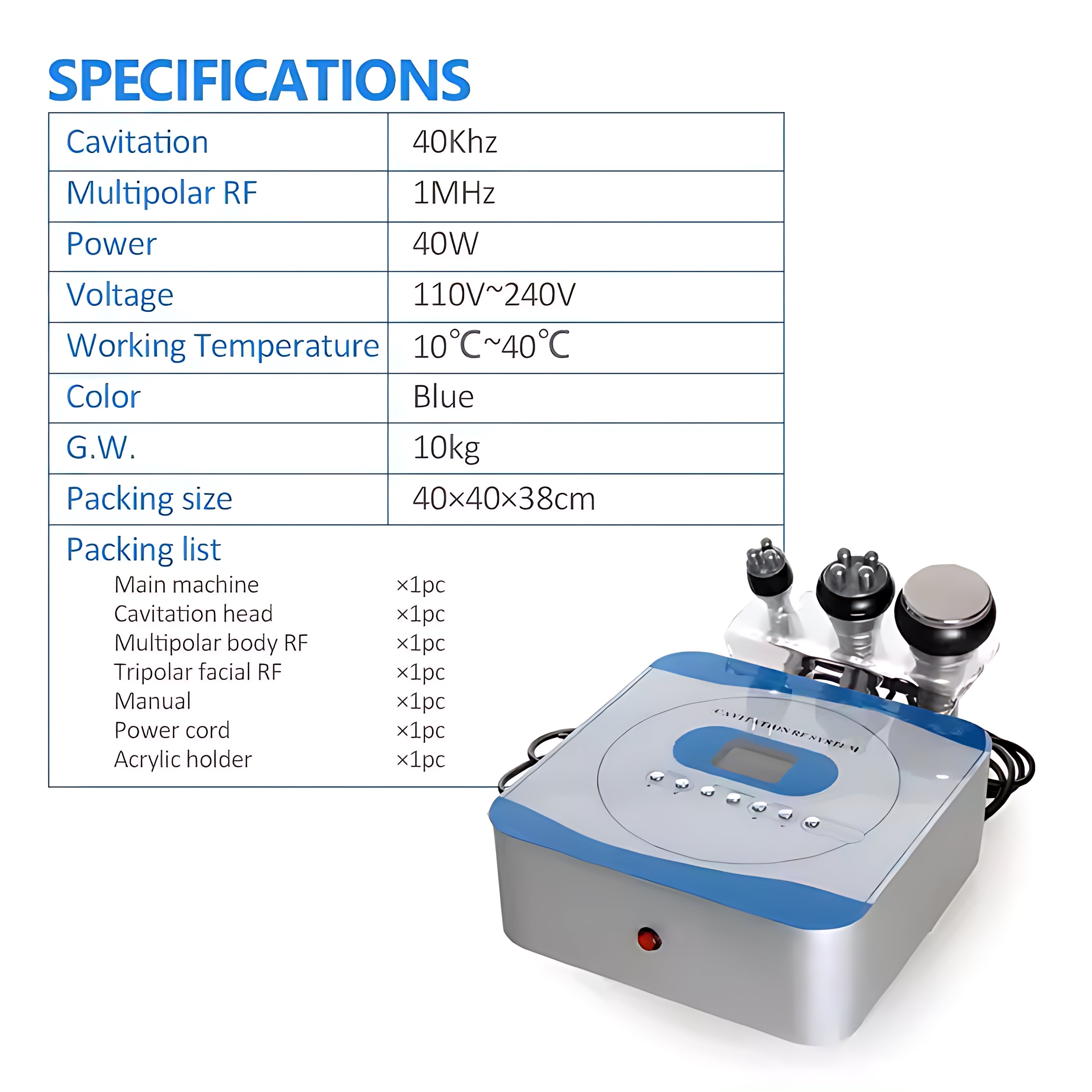 Maquina Cavitación Radiofrecuencia Facial Y Corporal 3 En 1