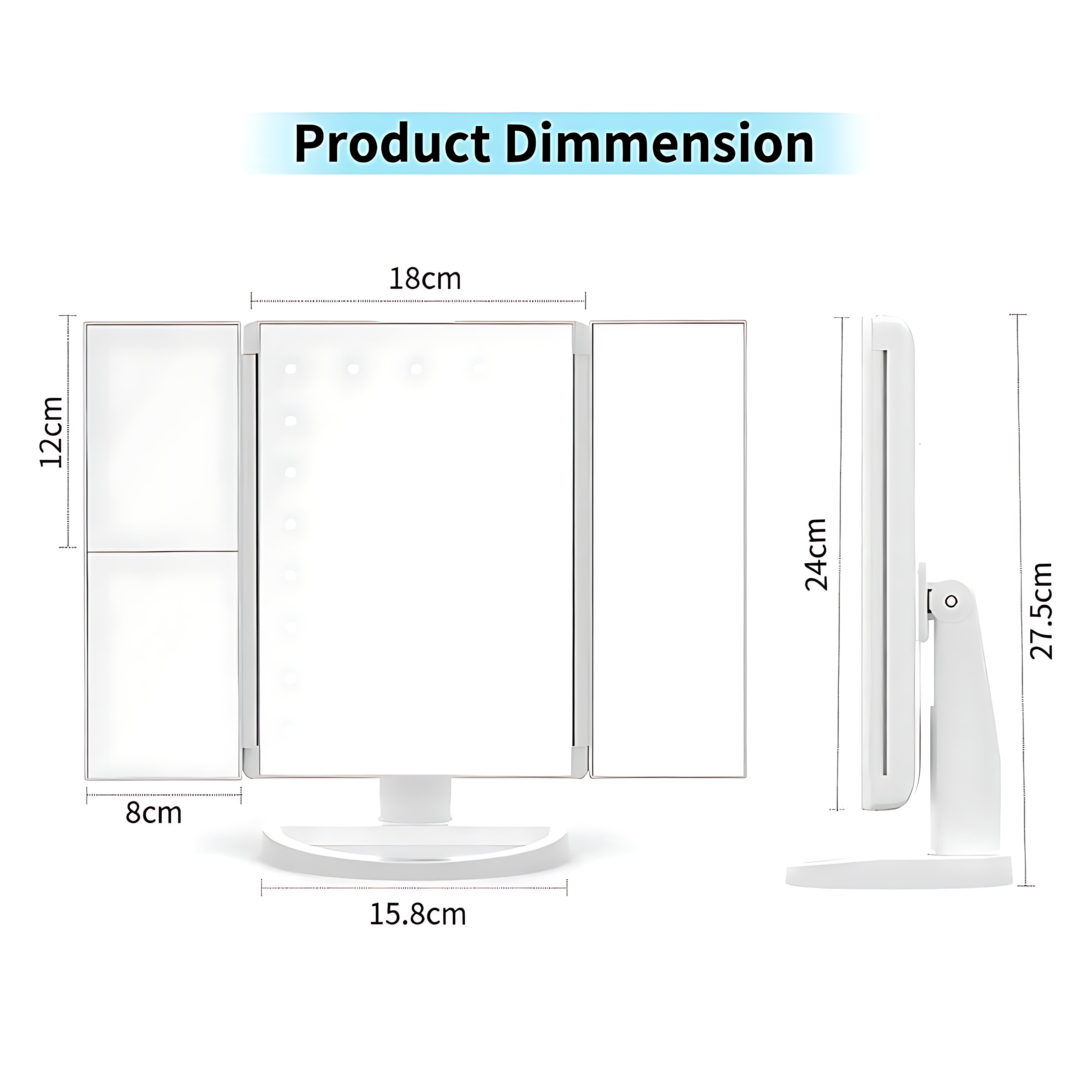 Espejo Para Maquillaje Aumentos 2x 3x Luz Led