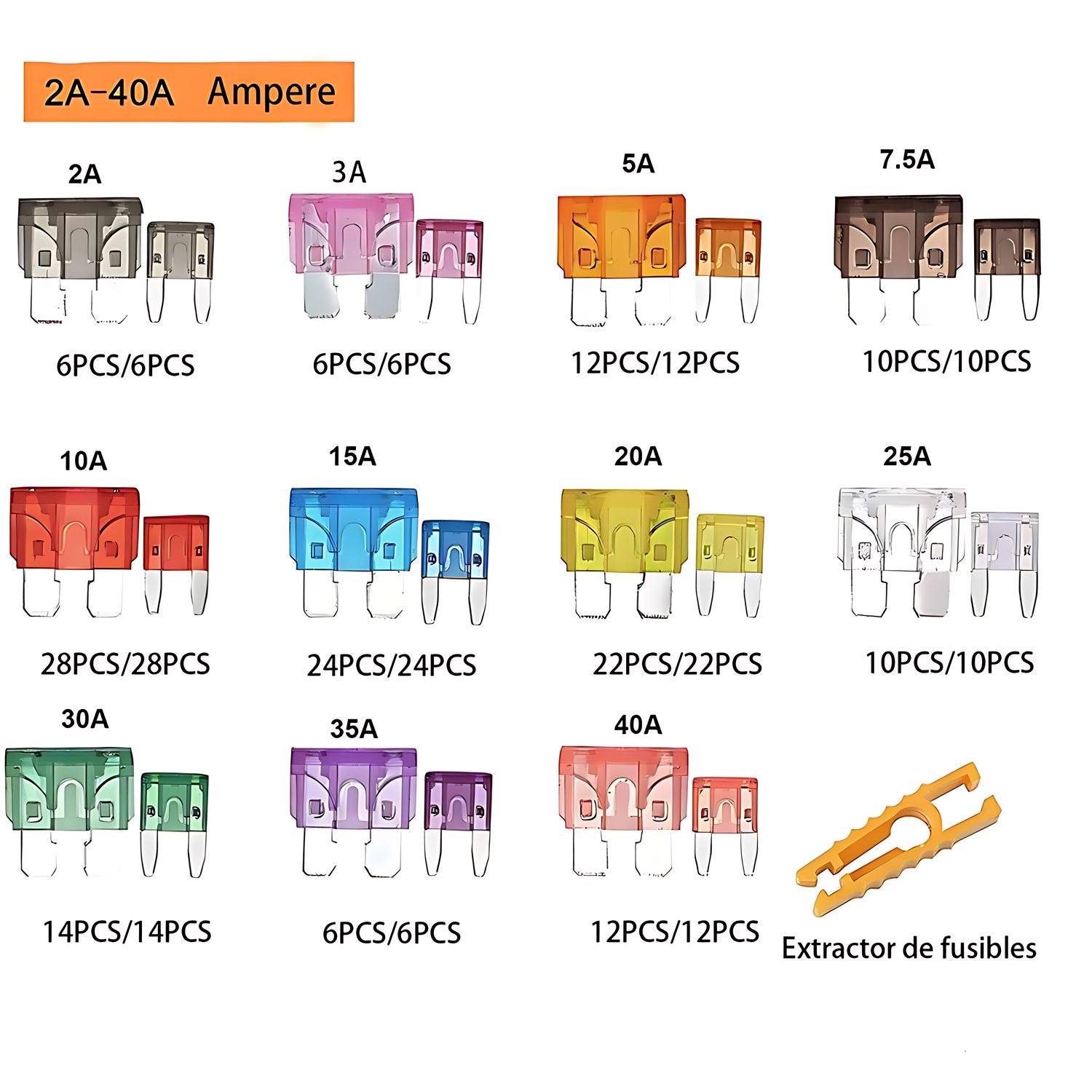 Kit Fusible 300 Unidades Eléctricos 12v Autos Motos + Pinza