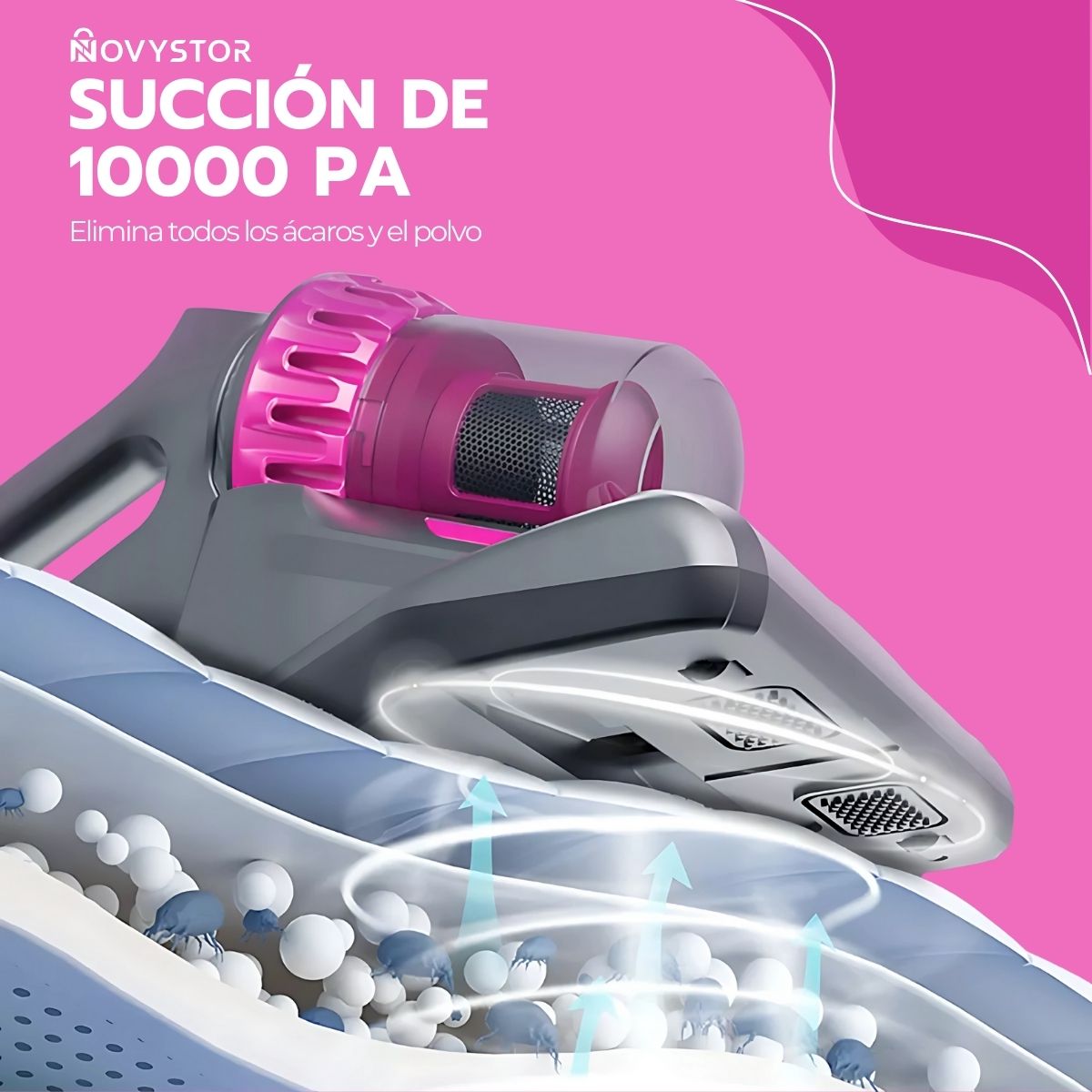 Aspiradora de Ácaros 4en1 Inalámbrica con Luz UV Portátil