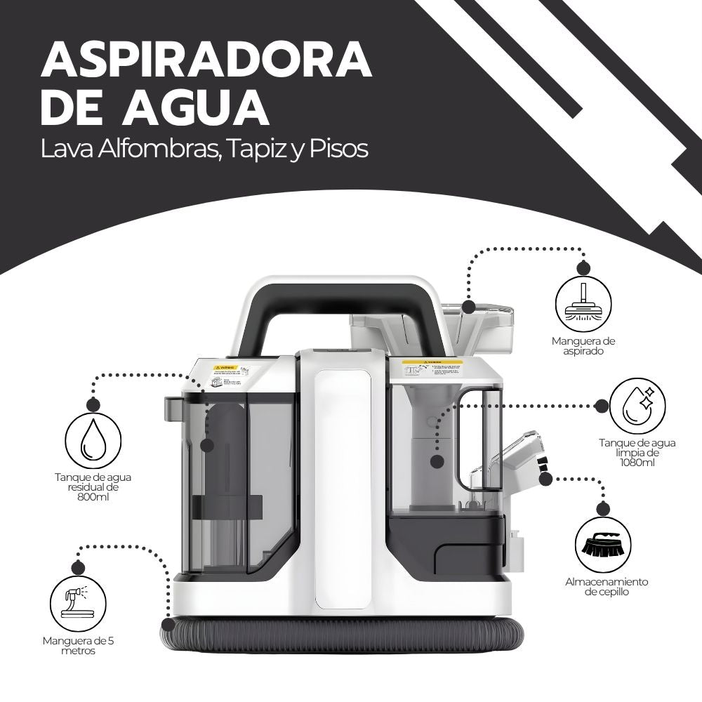 Aspiradora De Agua Lava Alfombras Tapiz Pisos Hogar 750W