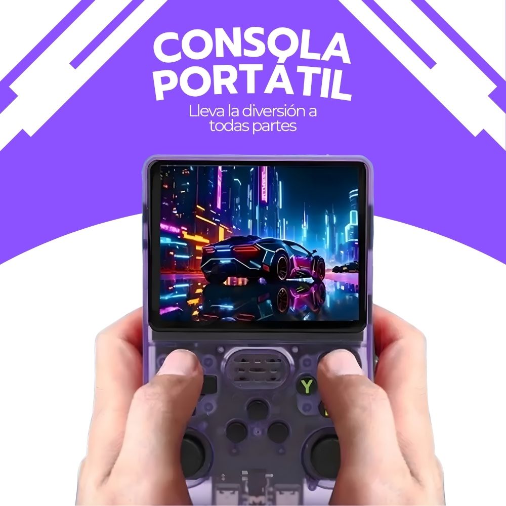 Consola Retro Portátil R36S 64GB WiFi +10000 Juegos Morado