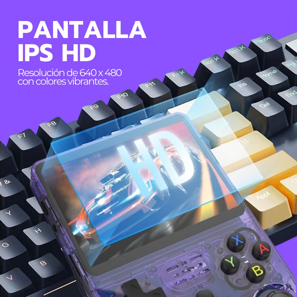 Consola Retro Portátil R36S 64GB WiFi +10000 Juegos Morado