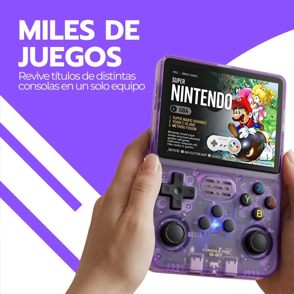 Consola Retro Portátil R36S 64GB WiFi +10000 Juegos Morado