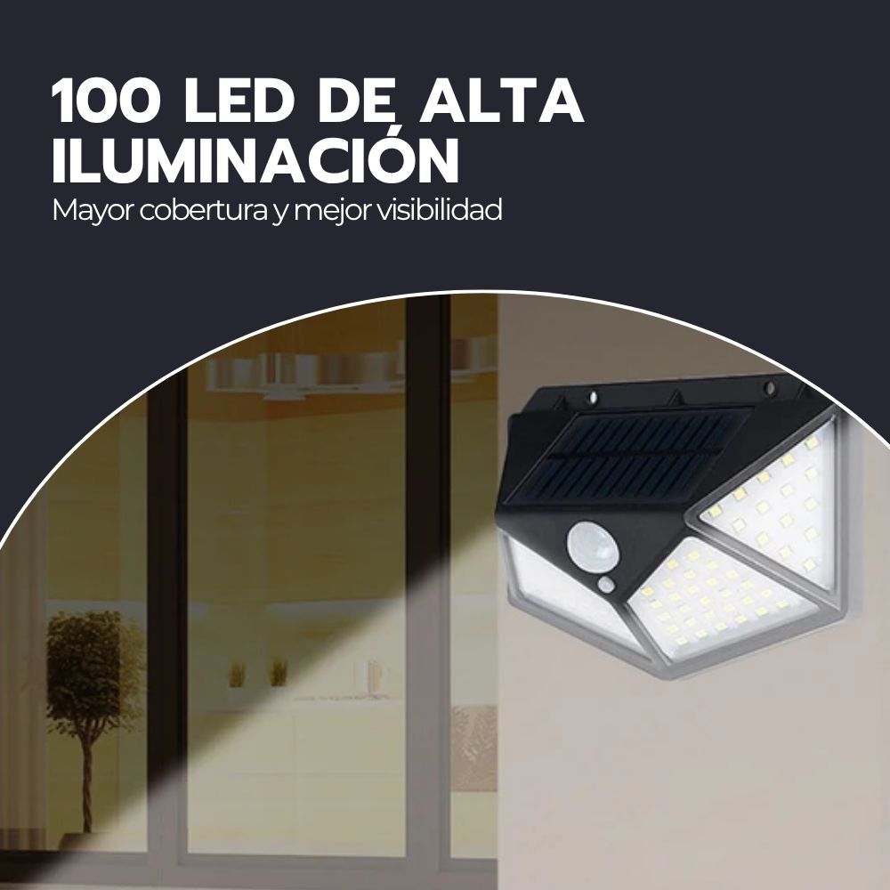 Foco Solar 100 LED Sensor Movimiento Con Pinza IP65