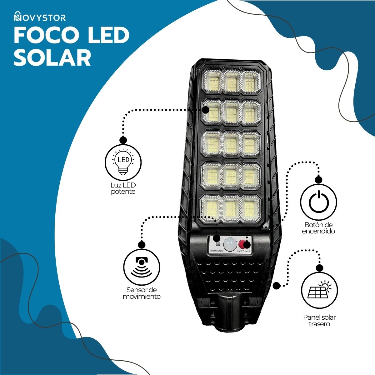 Foco LED Solar 300W Exterior IP67 Sensor de Movimiento