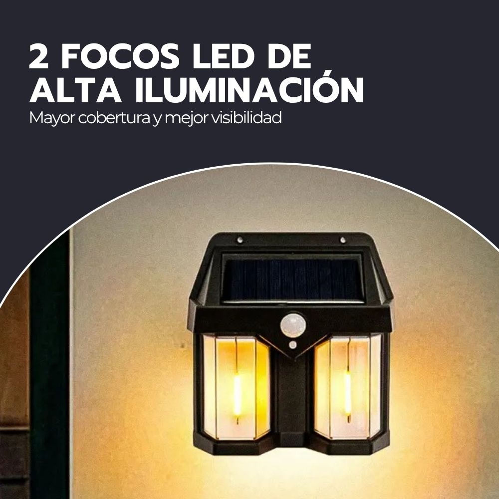 Lámpara Solar Doble LED Sensor Movimiento Exterior IP65