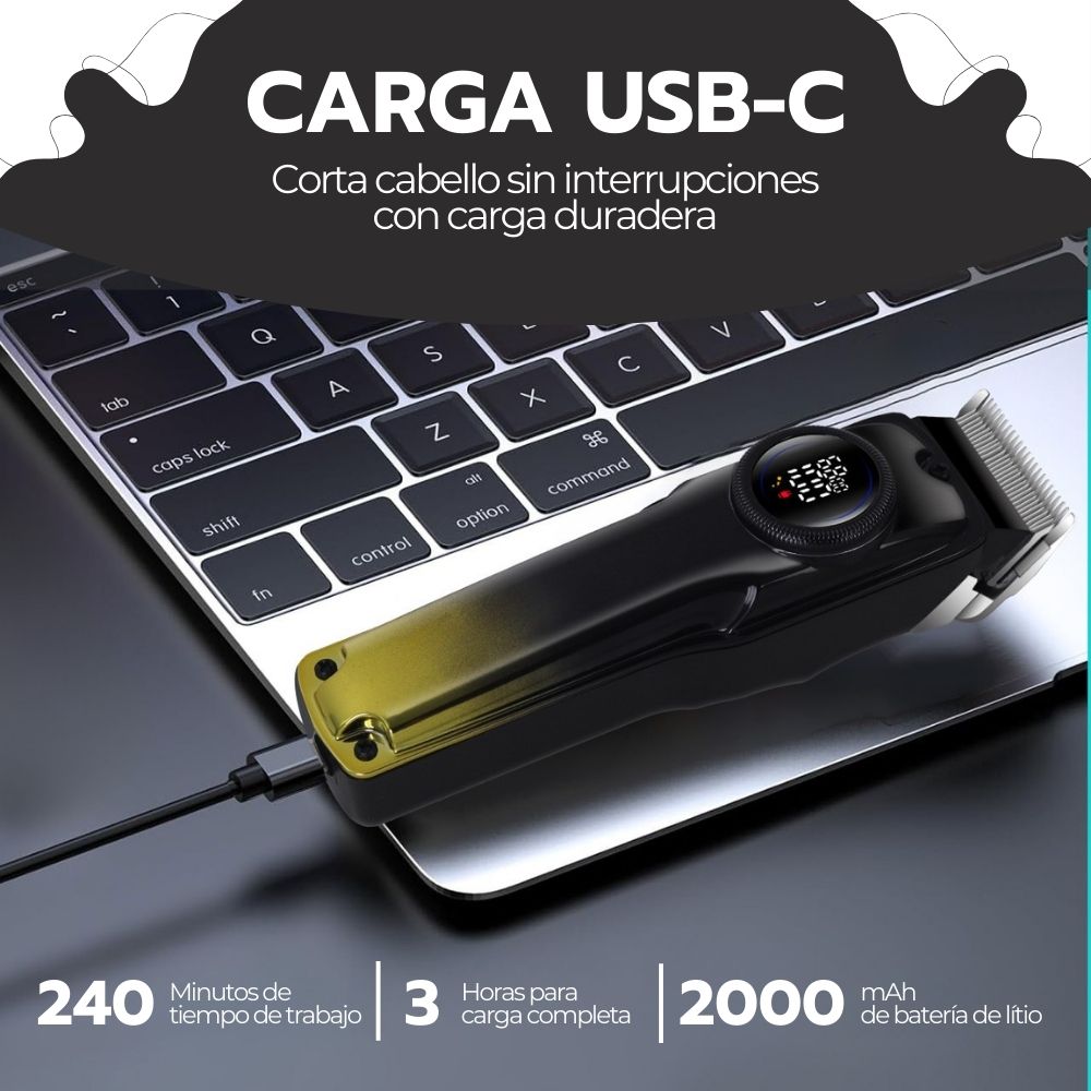 Cortadora De Pelo Digital Pantalla LCD Recargable USB Pro