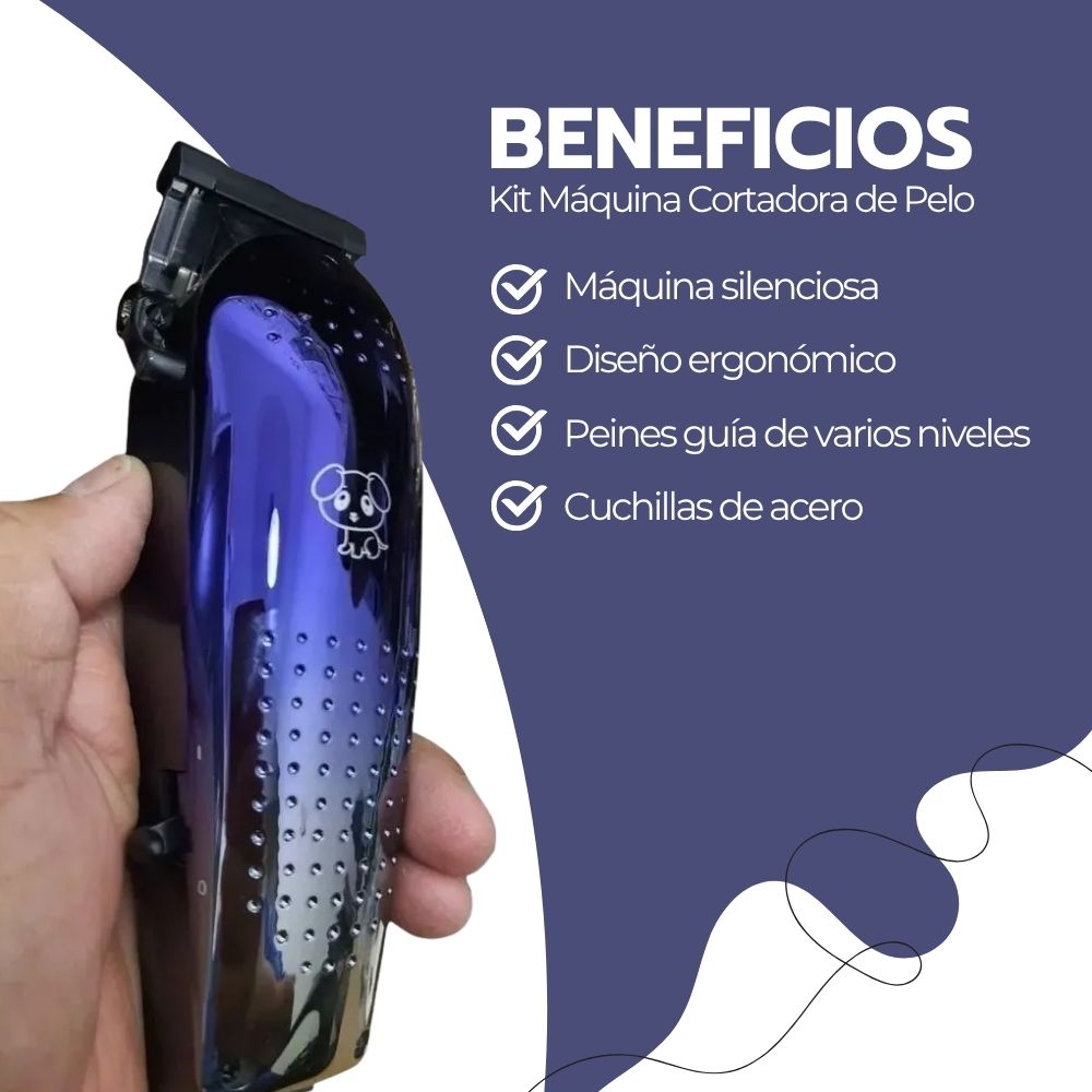 Kit Máquina Cortadora de Pelo Profesional para Mascotas