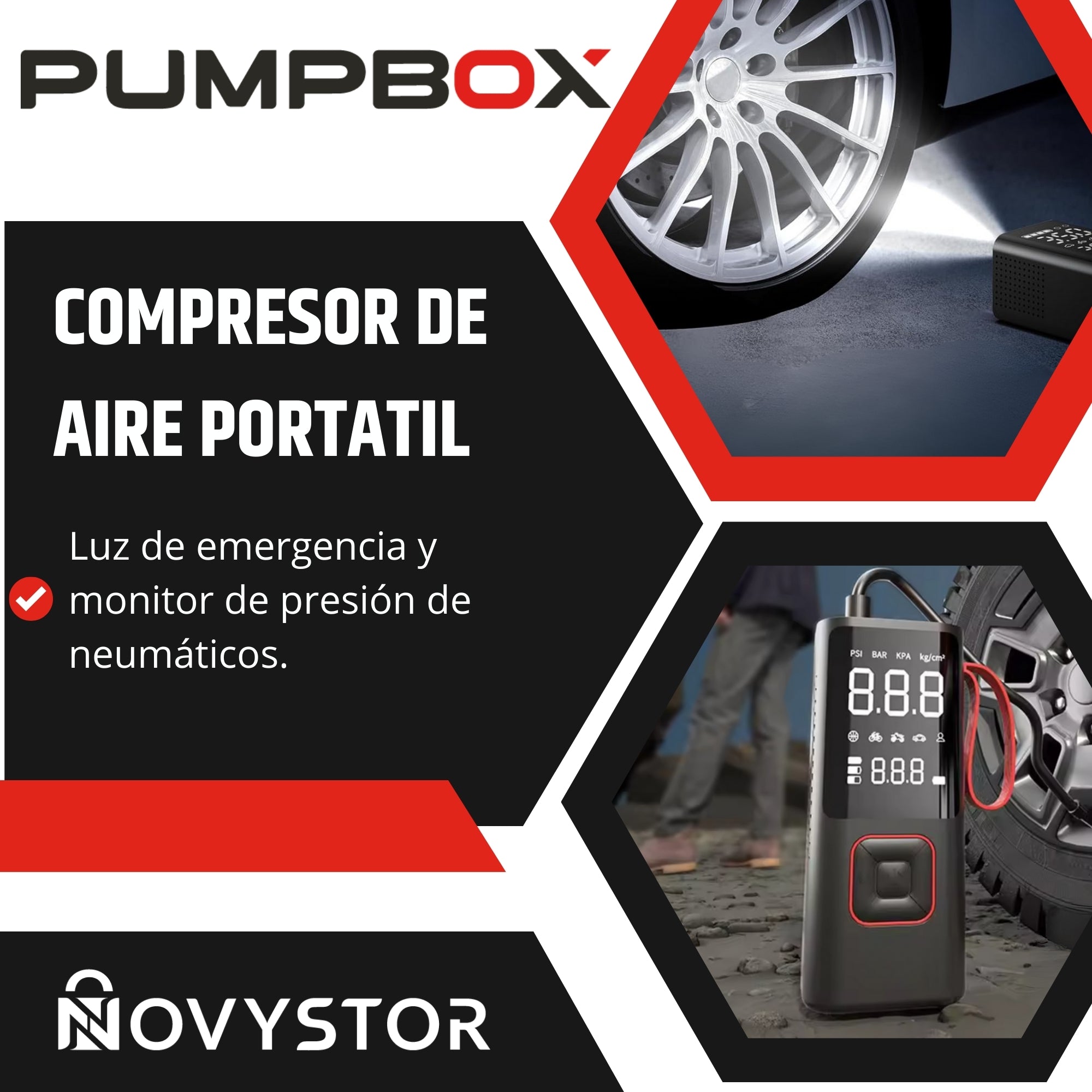 Compresor de aire para auto Portátil Digital a Batería 12V