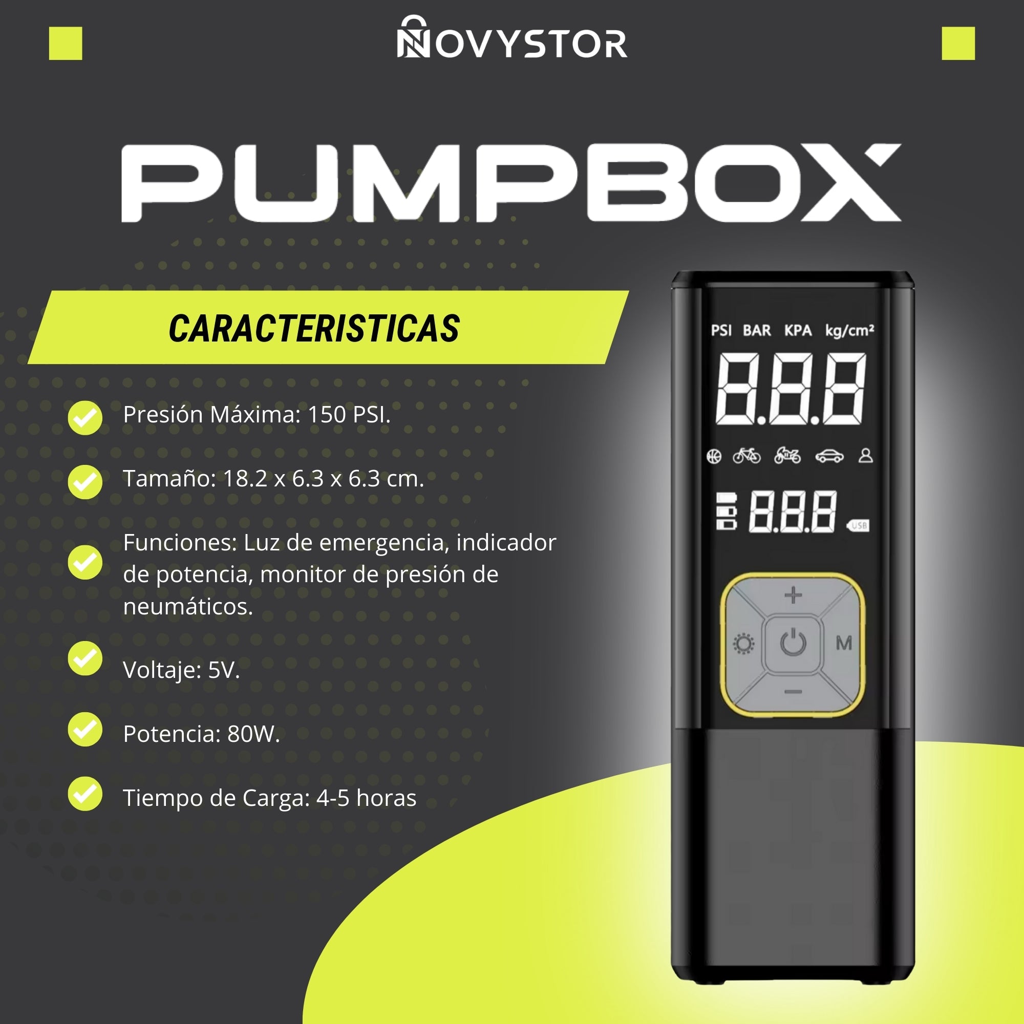 Compresor de Aire para Auto Digital a Batería 12v + Linterna