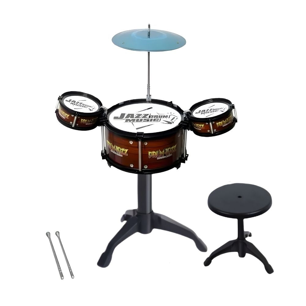 Batería Infantil de 3 Tambores con Platillo y Banquito