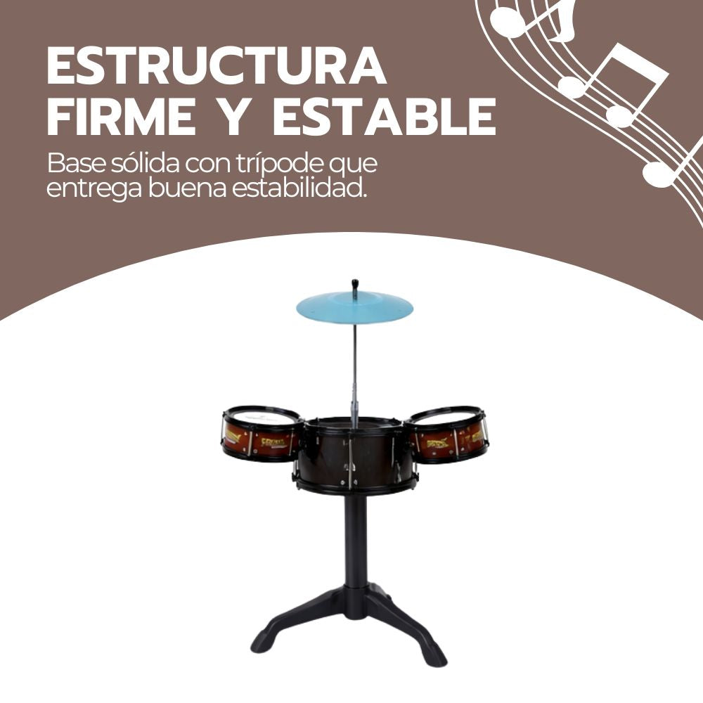 Batería Infantil de 3 Tambores con Platillo y Banquito