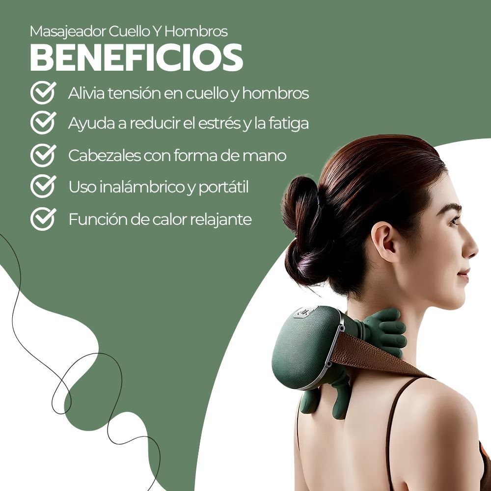 Masajeador Cuello Y Hombros Shiatsu Con Calor Recargable