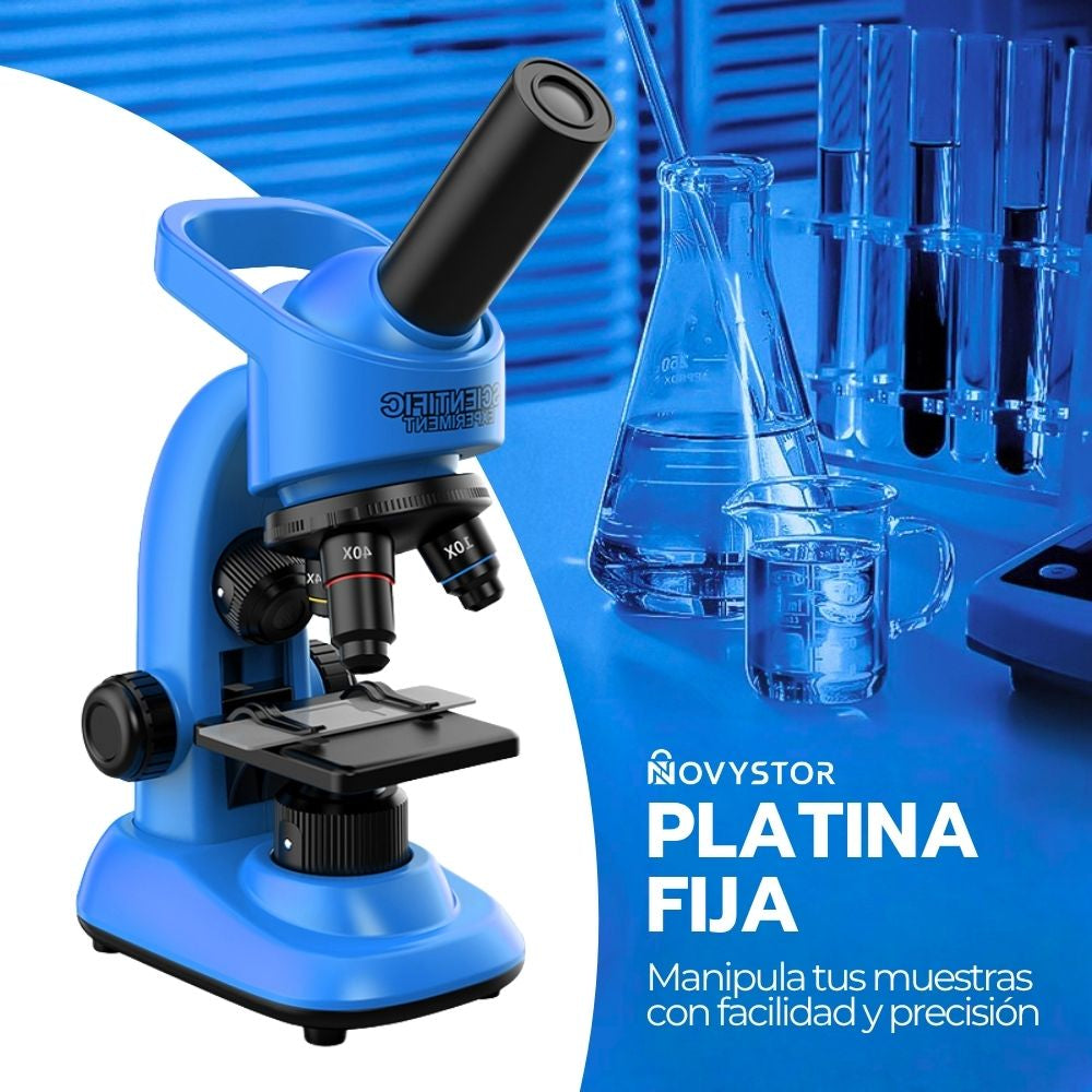Microscopio Educativo 16000X con Accesorios de Ciencia Azul