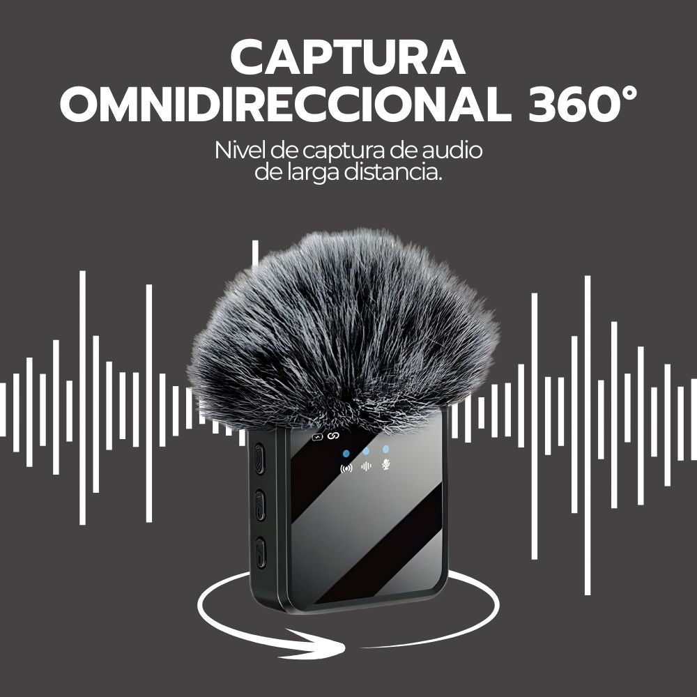 Micrófono Doble Inalámbrico con Receptor 2 en 1 Universal