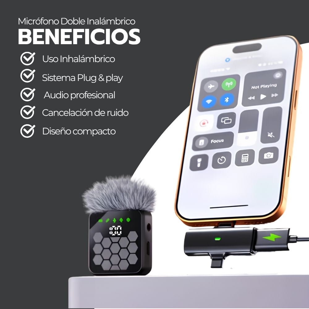 Micrófono Lavalier Inalámbrico 4 en 1 Grabación Pro