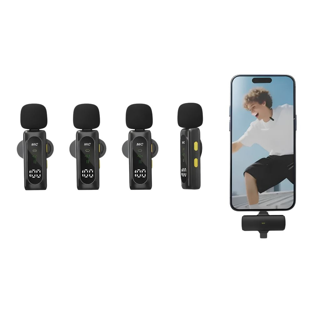 Micrófonos Inalámbricos 4 en 1 Lavalier Bluetooth Negro