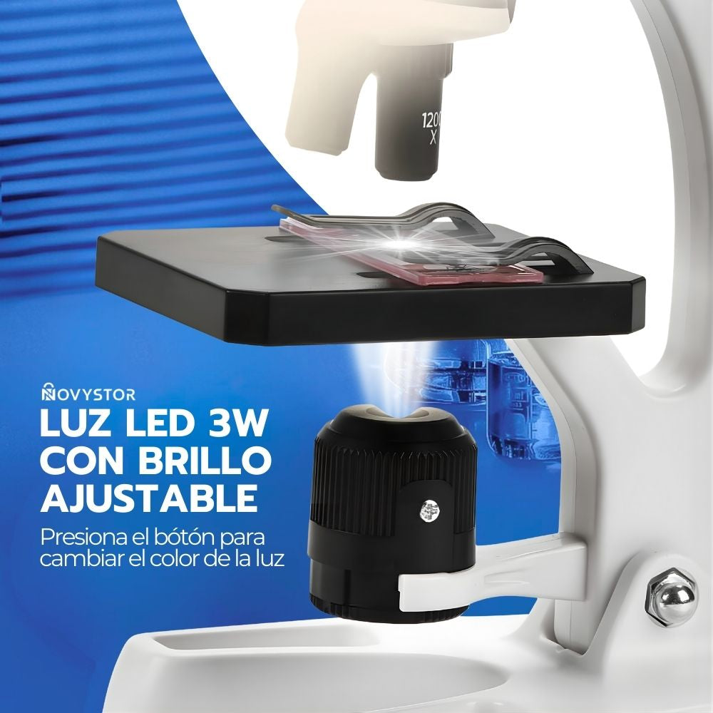 Microscopio Científico Educativo 1200X con Accesorios