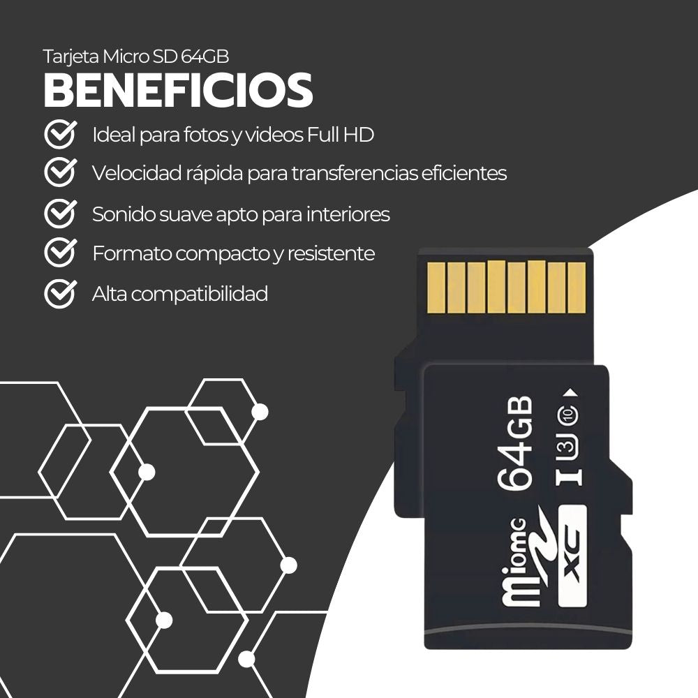 Tarjeta Micro SD 64GB Clase 10 U3 Alta Velocidad