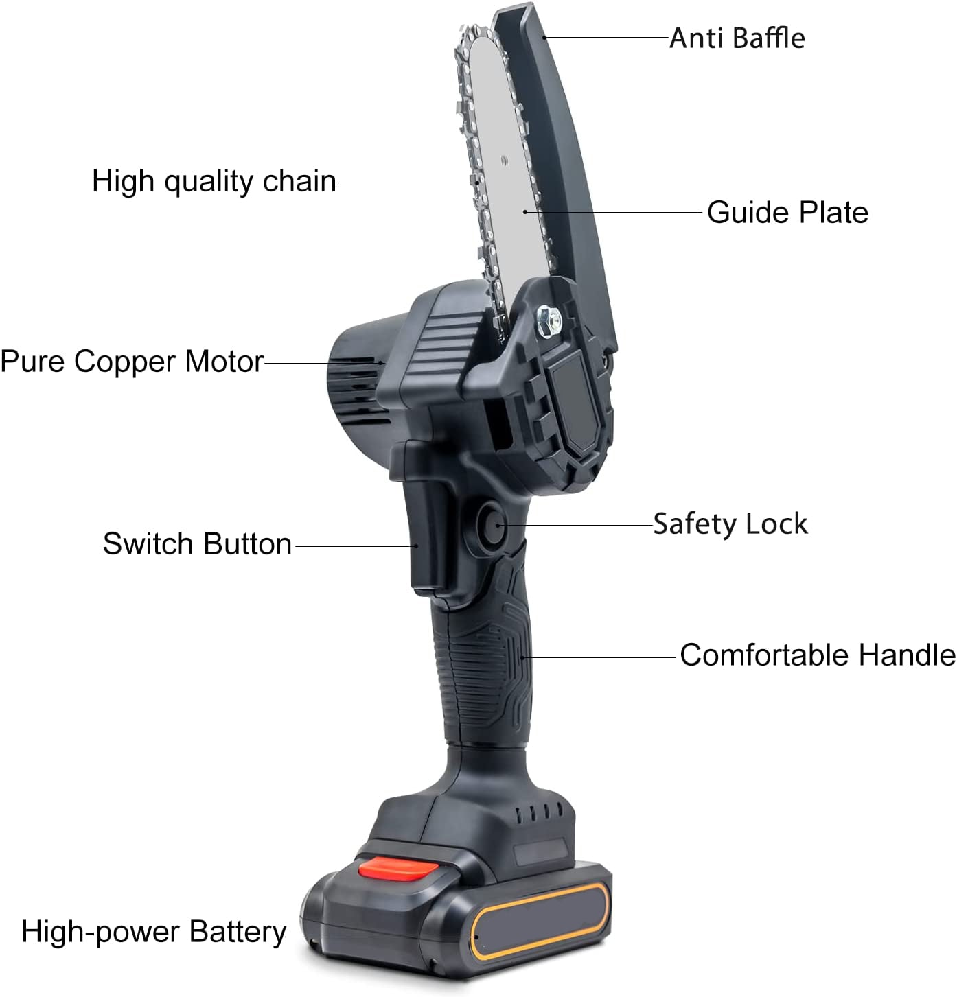 Motosierra Eléctrica Recargable Portátil 4"