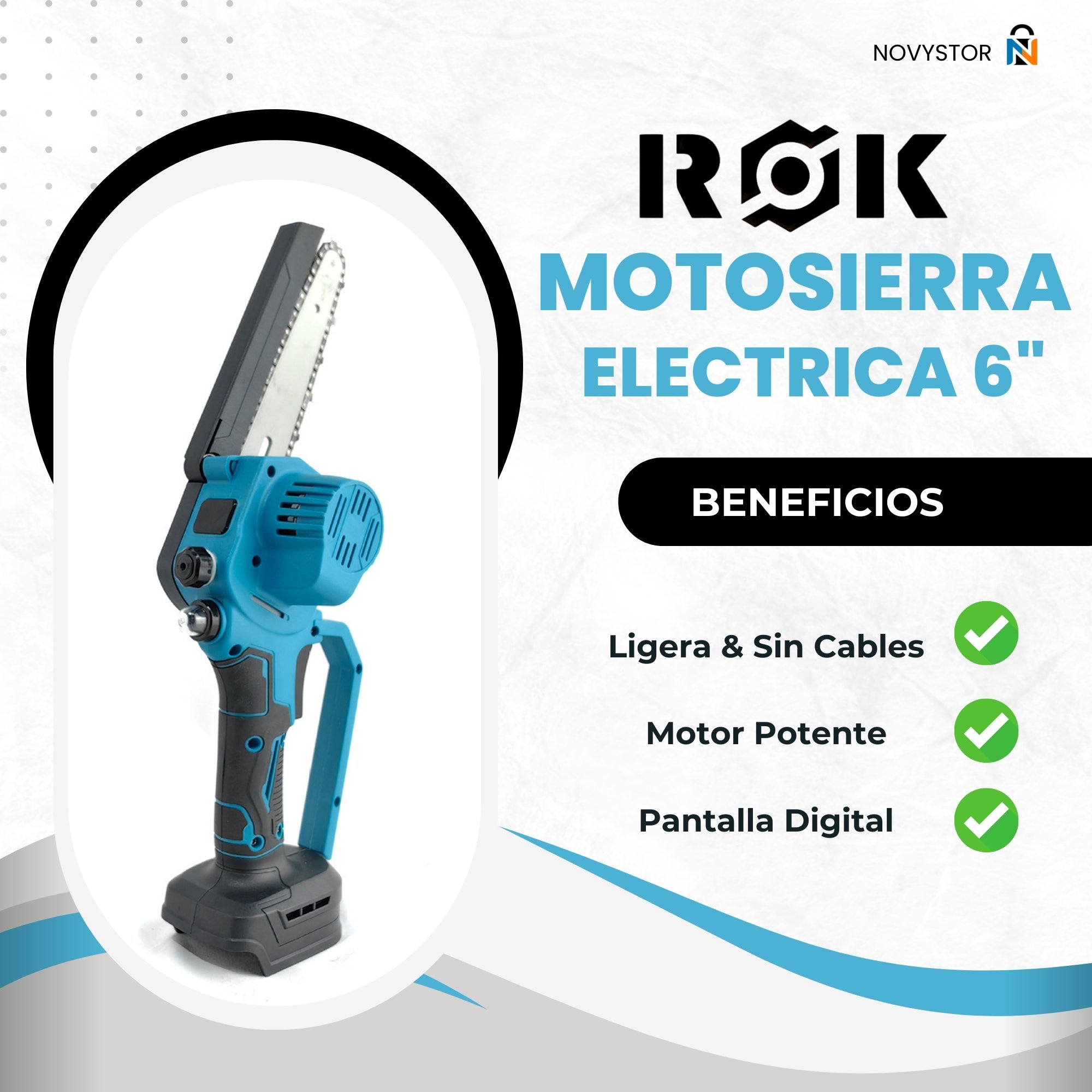 Electrosierra Motosierra inalámbrica 6"+Pantalla+ 2 baterías