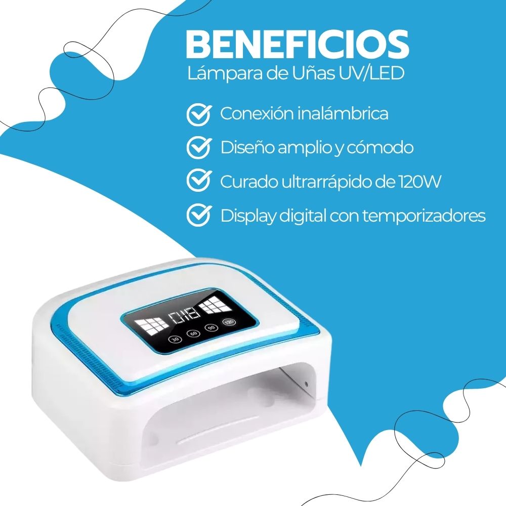 Lámpara Uñas UV/LED 120W Inalámbrica Profesional Belleza