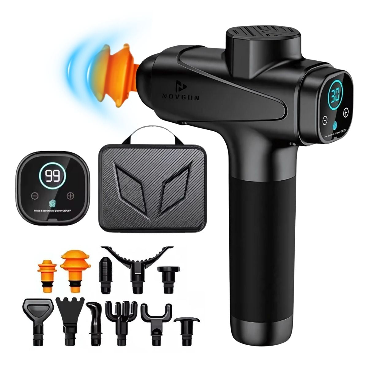 Pistola de Masajes Descontracturante Gun Kine + 11 Cabezales