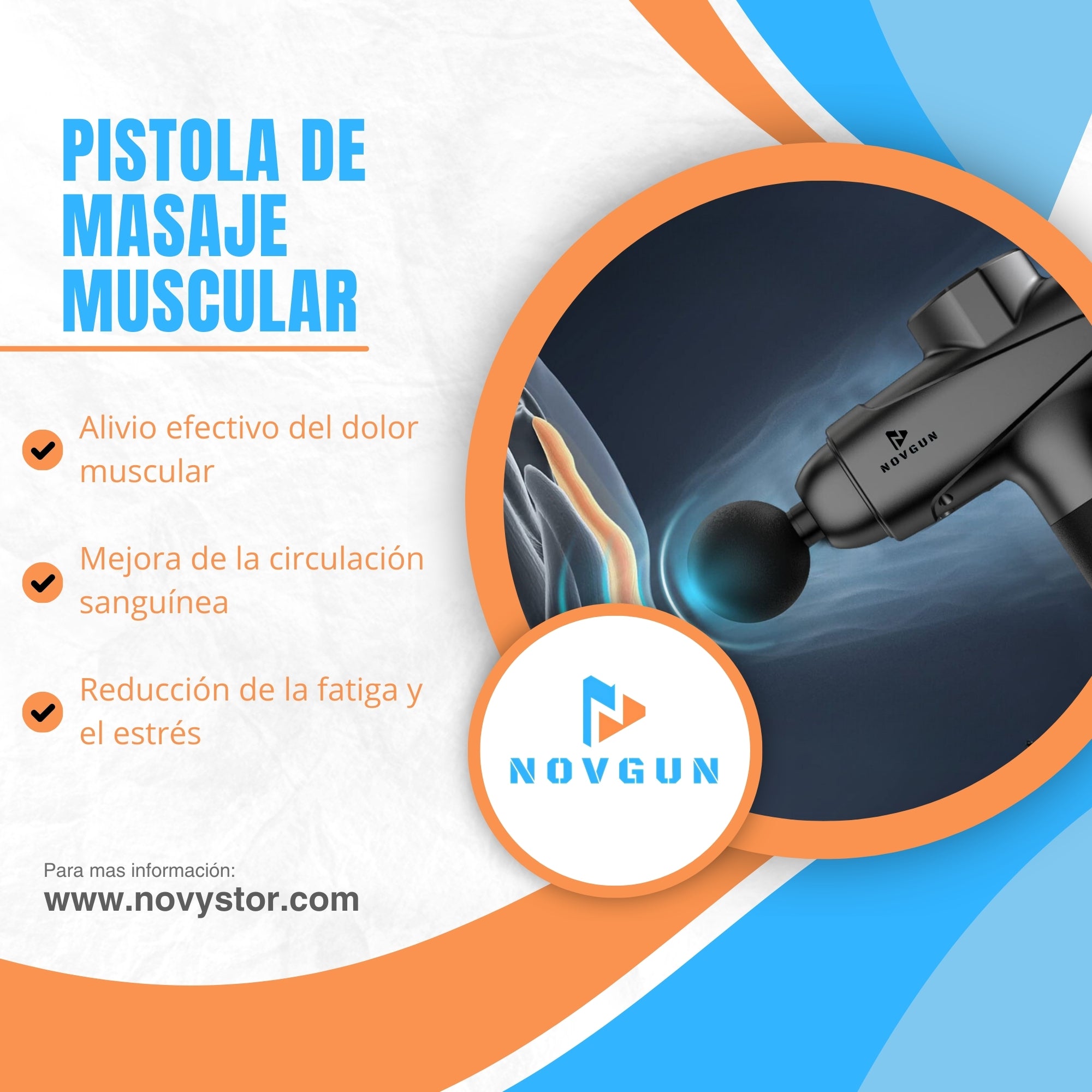 Pistola de Masajes Descontracturante Gun Kine + 12 Cabezales