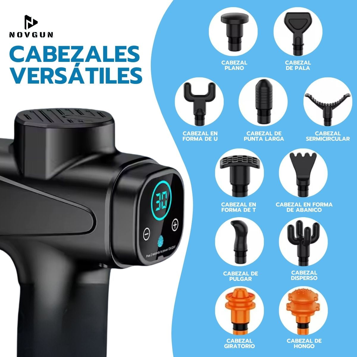 Pistola de Masajes Descontracturante Gun Kine + 11 Cabezales