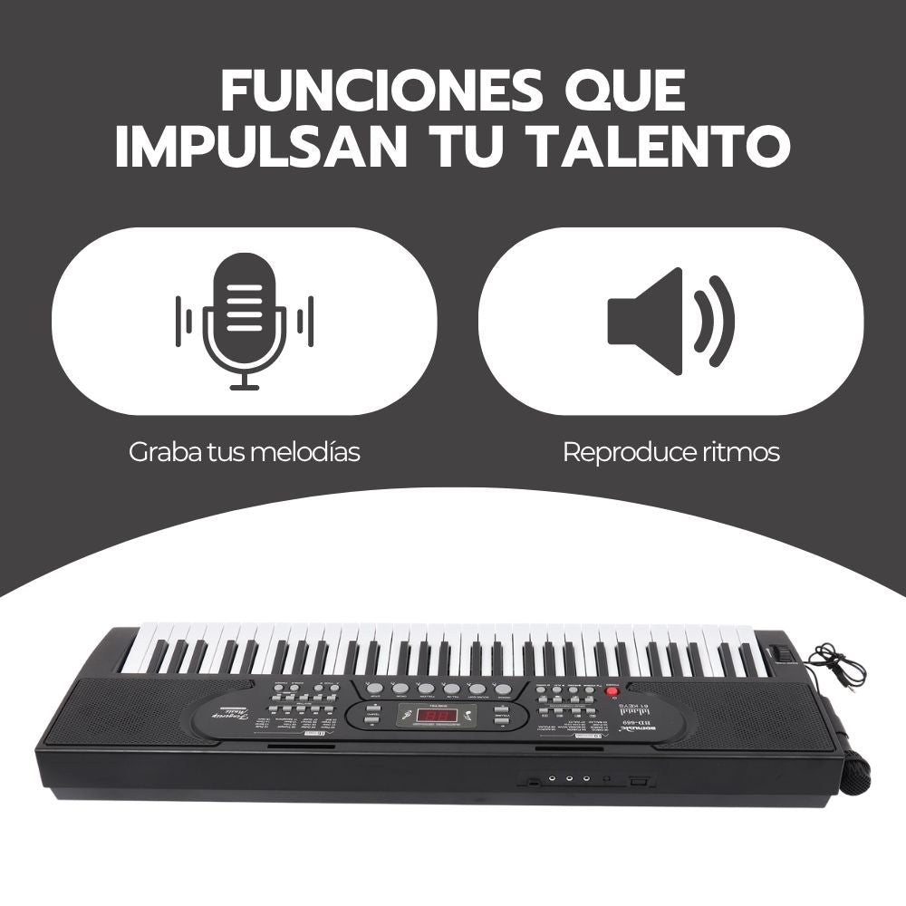 Teclado Musical Portátil 61 Teclas con Micrófono Incluido
