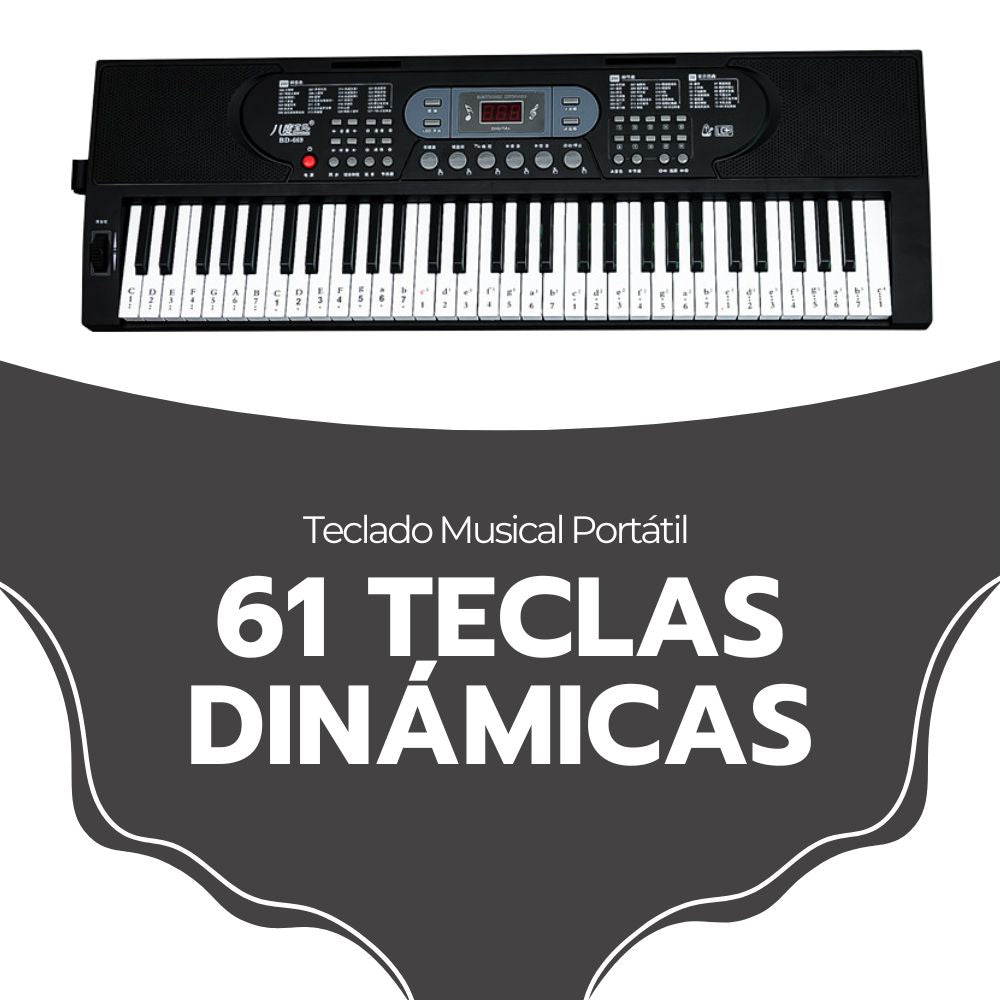 Teclado Musical Portátil 61 Teclas con Micrófono Incluido