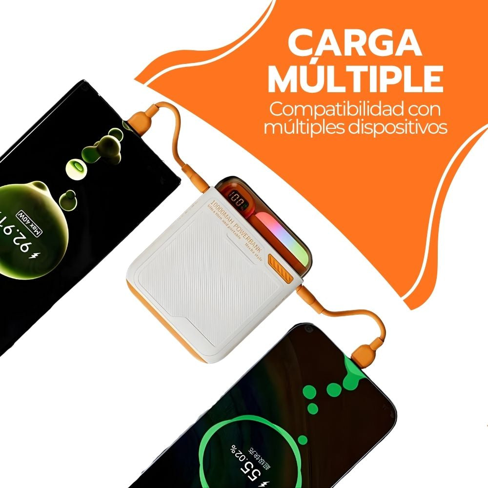 Power Bank Magnético 10000mAh de Carga Inalámbrica y Luz LED