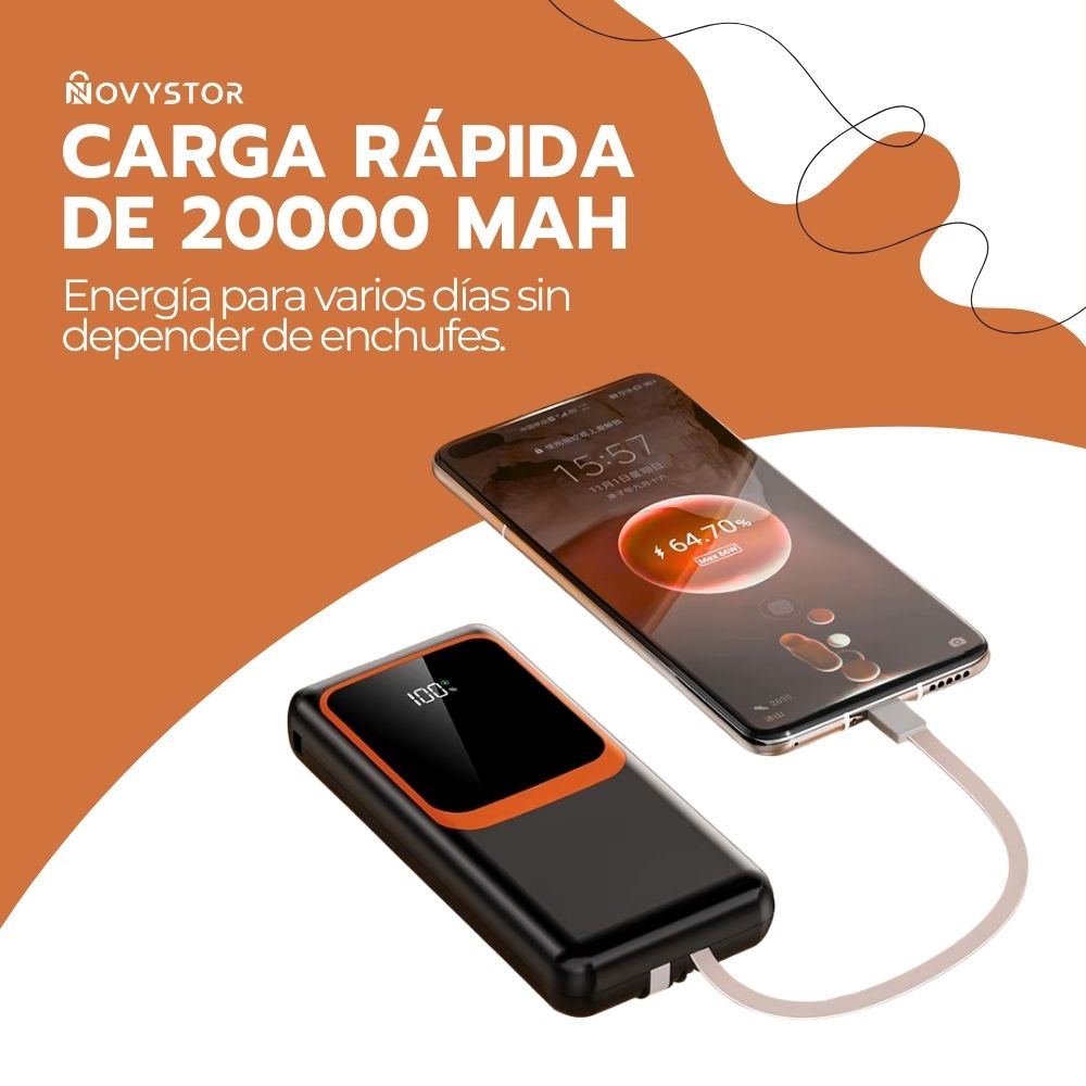 Power Bank 20000 mAh Carga Rápida USB-C con Pantalla LED