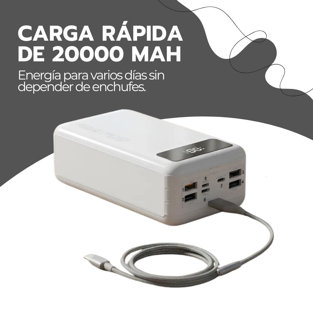 Power Bank 30000mAh Carga Rápida 66W PD Portátil USB-C