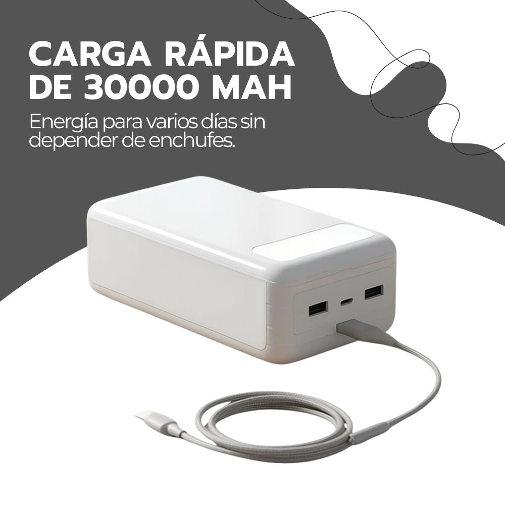 Power Bank 30000mAh Carga Rápida Portátil USB-C