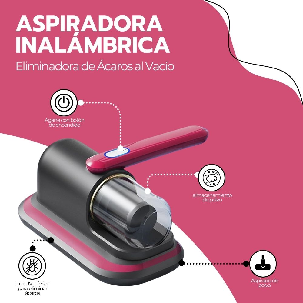 Aspiradora Inalámbrica Eliminadora de Ácaros al Vacío