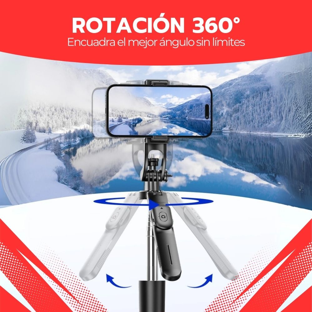 Palo Selfie Extensible Con Trípode y Rotación 360°